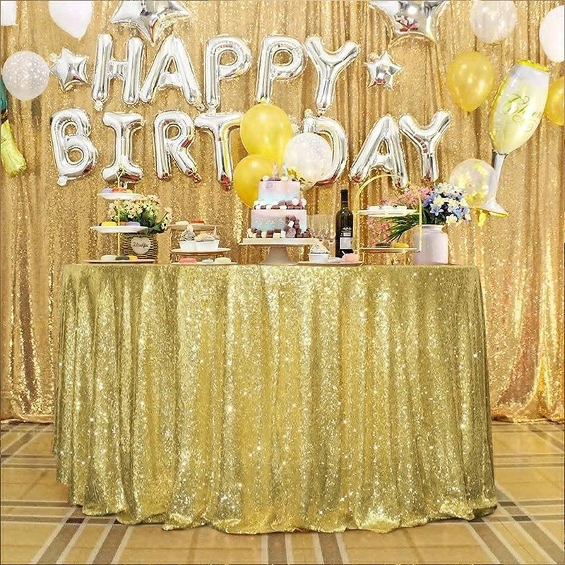 Bluejw Manteles Redondo Para Eventos Fiesta Mantel De Lentejuelas Round Sequin Tablecloth Gold Table Cloth Round Wedding for Parties - Image 5